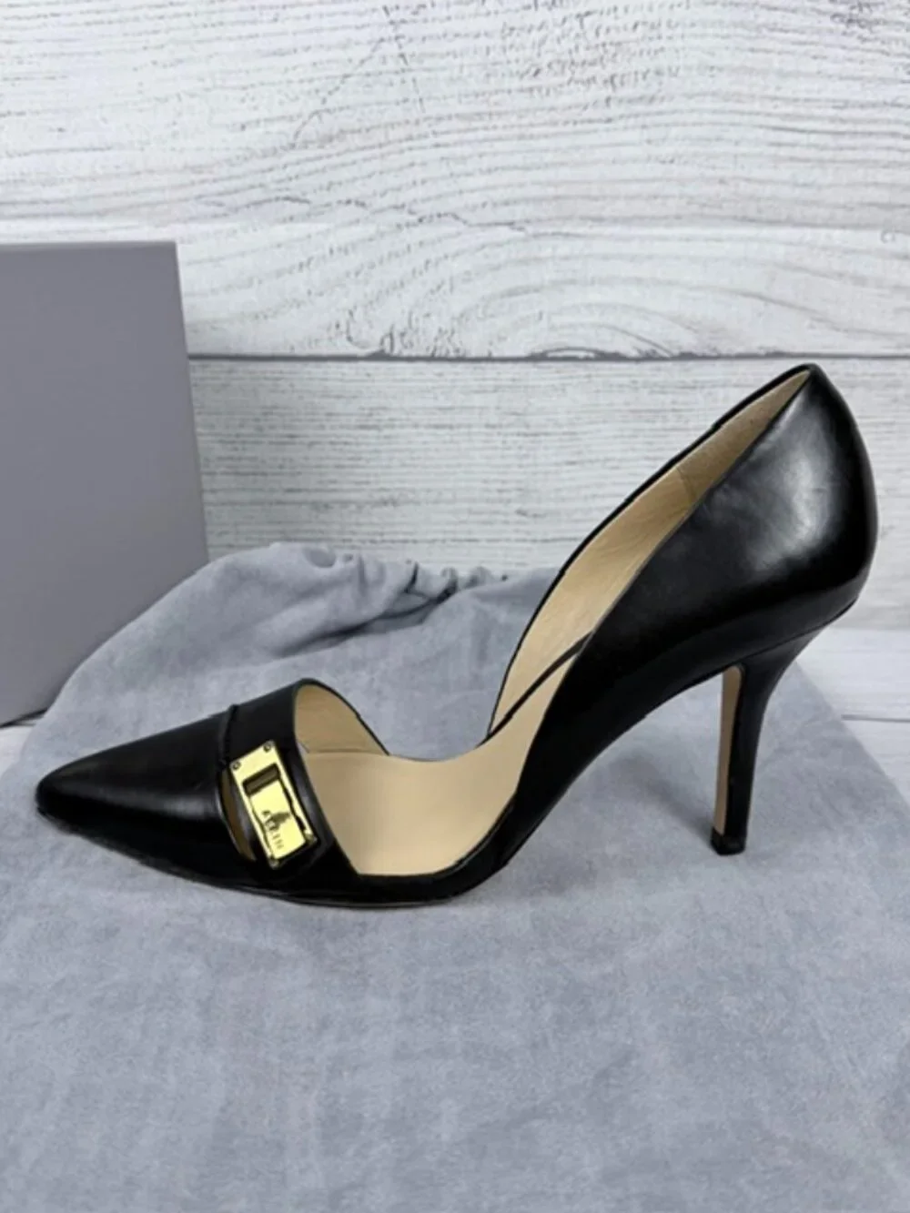 🖤 NIB AERIN Fatima Black Leather Pointed Toe D'Orsay Pumps Heels Size 8